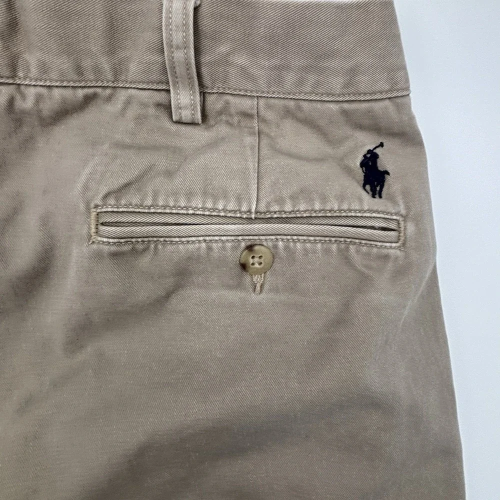 Polo Ralph Lauren Ethan Pant 36x32 Tan Pleated Chino 100% Cotton Mens Beige